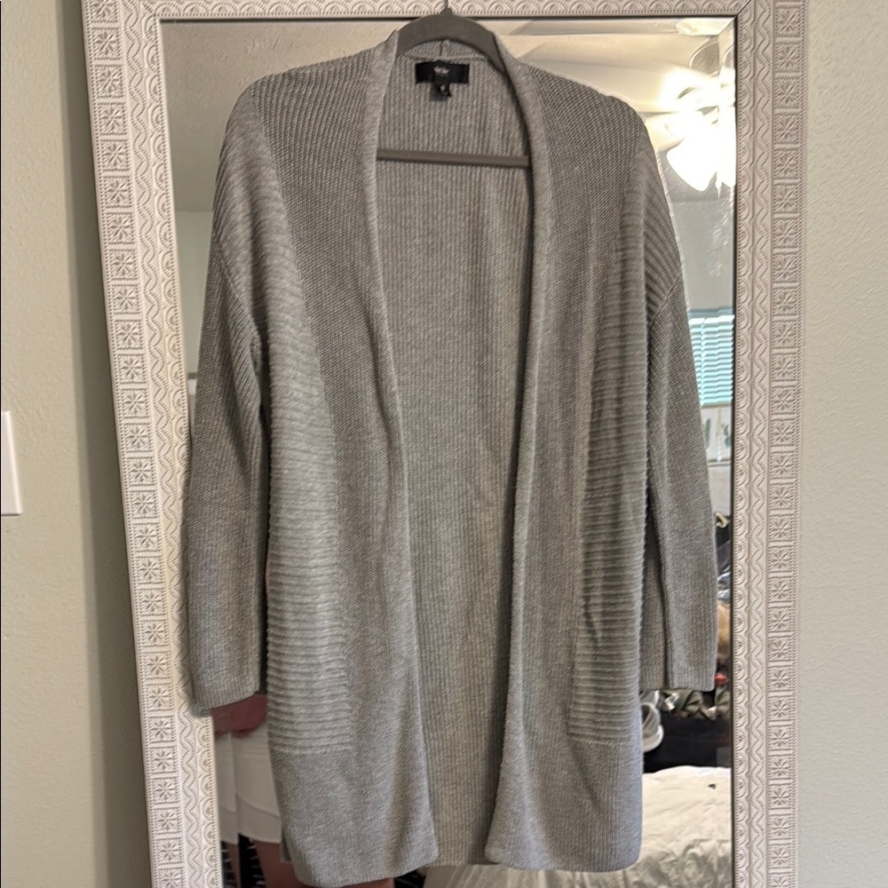 Gray Open-Front Women's Sweater